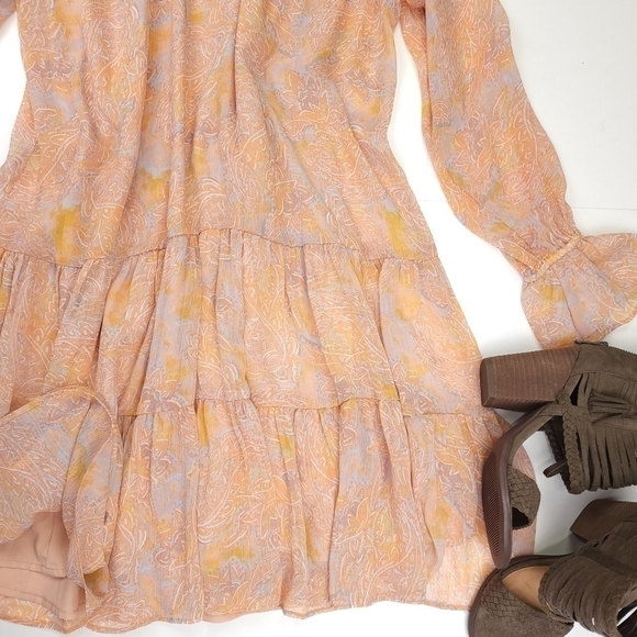 Illa Illa Peachy Paisley Boho Sheer Lined Dress Size S - Picture 6 of 12
